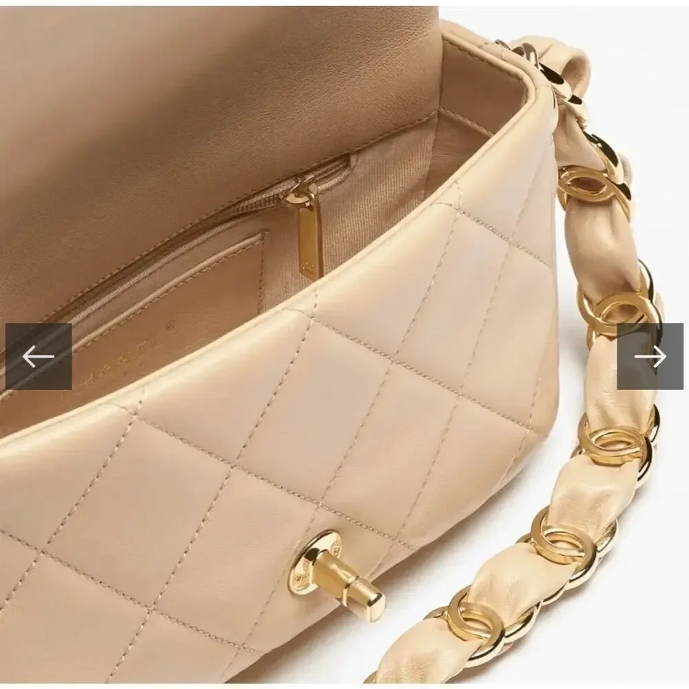 Chanel 24K Small Flap Bag Beige Quilted with CC Strap - Picture 16 of 16